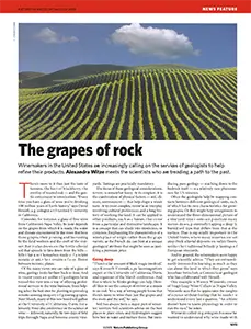 Cover of article showing a hilling vineyard